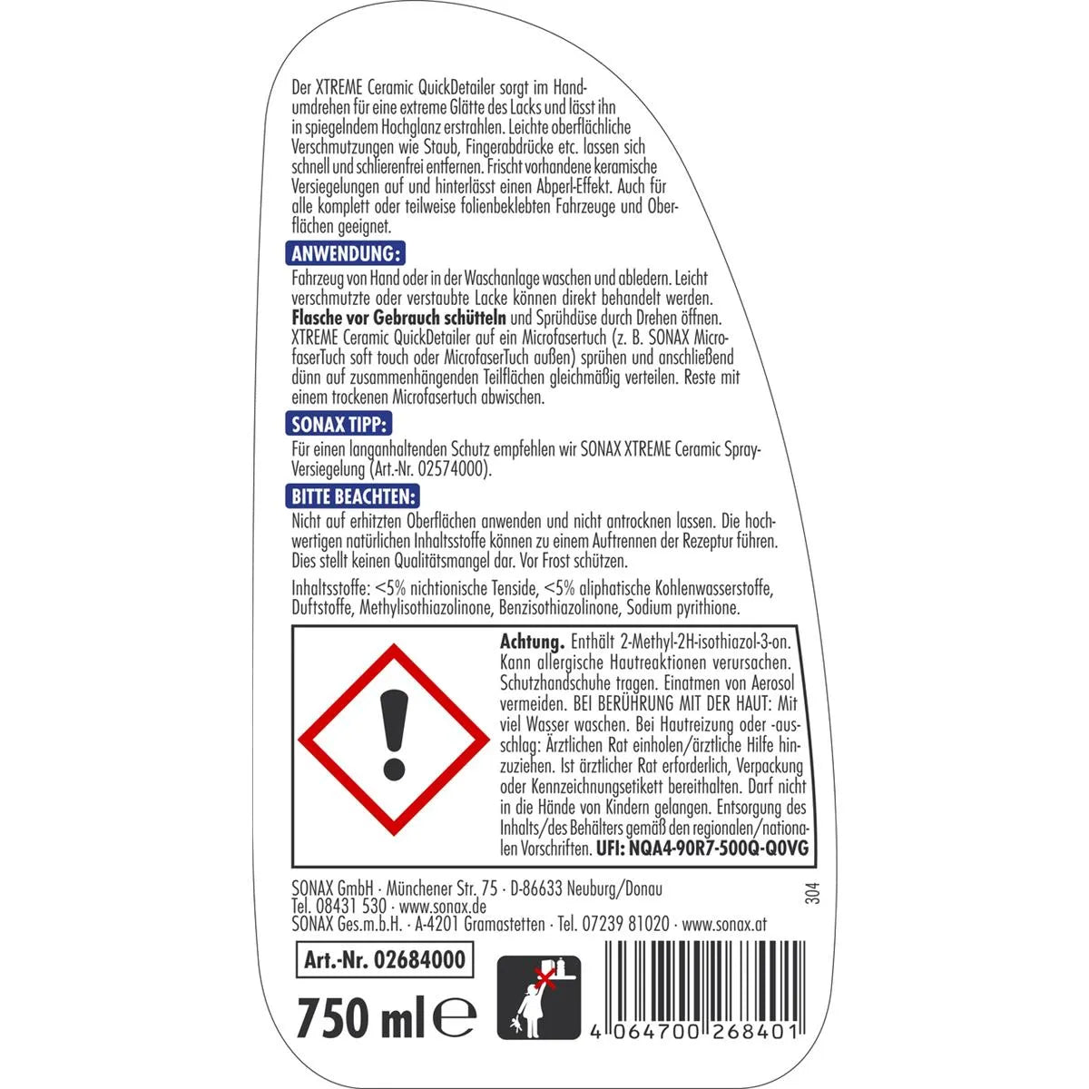 SONAX Xtreme Ceramic Quick Detailer 750 ml