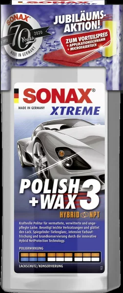 SONAX XTREME Polish+Wax 3 AktionsSet 70 Jahre, 500ml