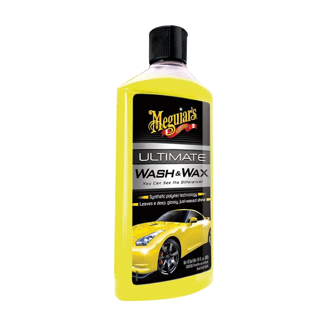 Autoshampoo Meguiars Wash Wax Anwendung Auto Lack
Auto Shampoo Glanz Schutz Wasser perlt ab Ergebnis
Meguiars Wash and Wax Fahrzeugwäsche Anwendung Detail
Autopflege Shampoo Lackpflege Ergebnis glänzend