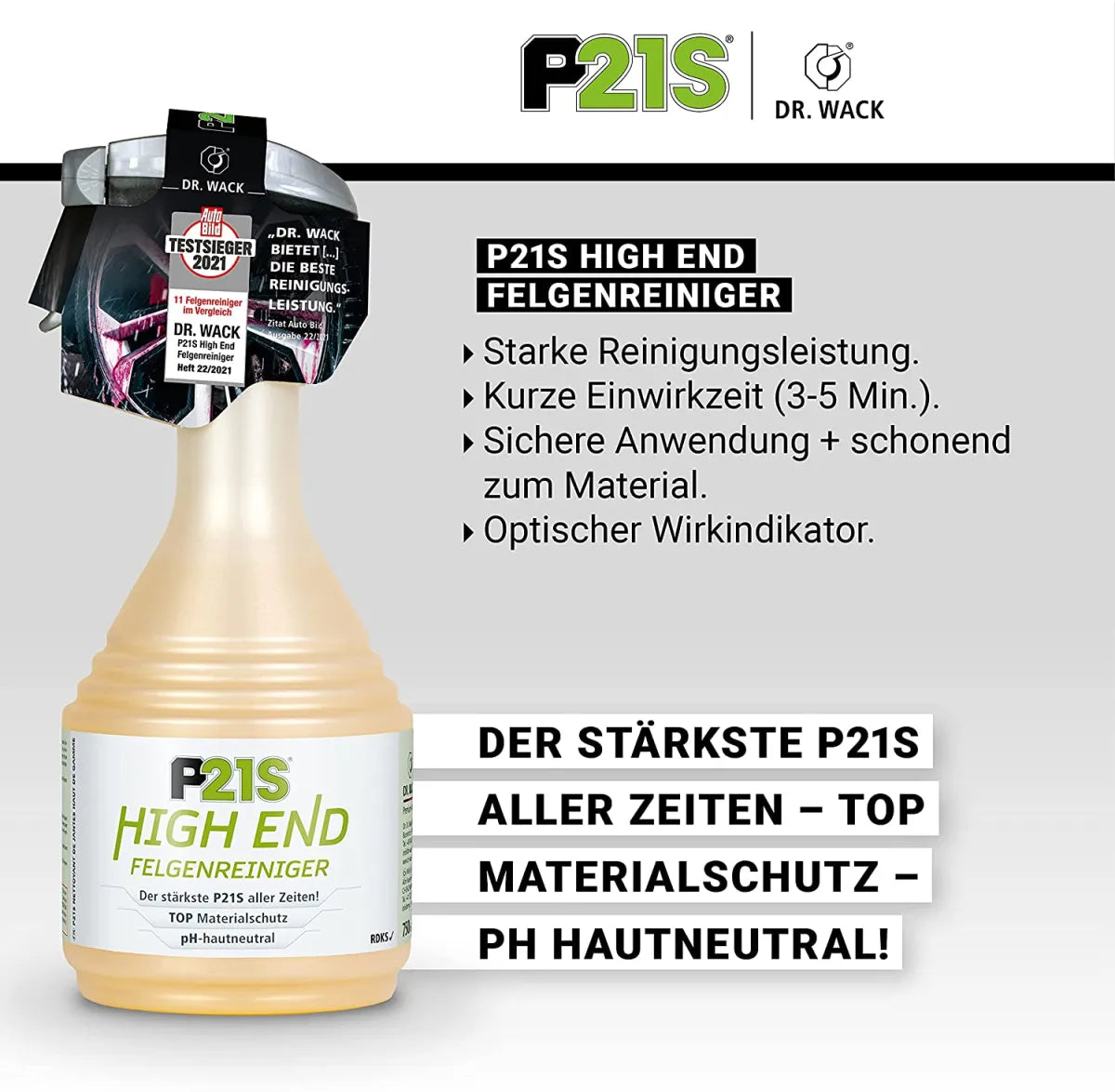 Dr Wack P21S Felgenpflege Set mit Felgenreiniger Detailer Reifen-Glanz und Mikrofasertüchern