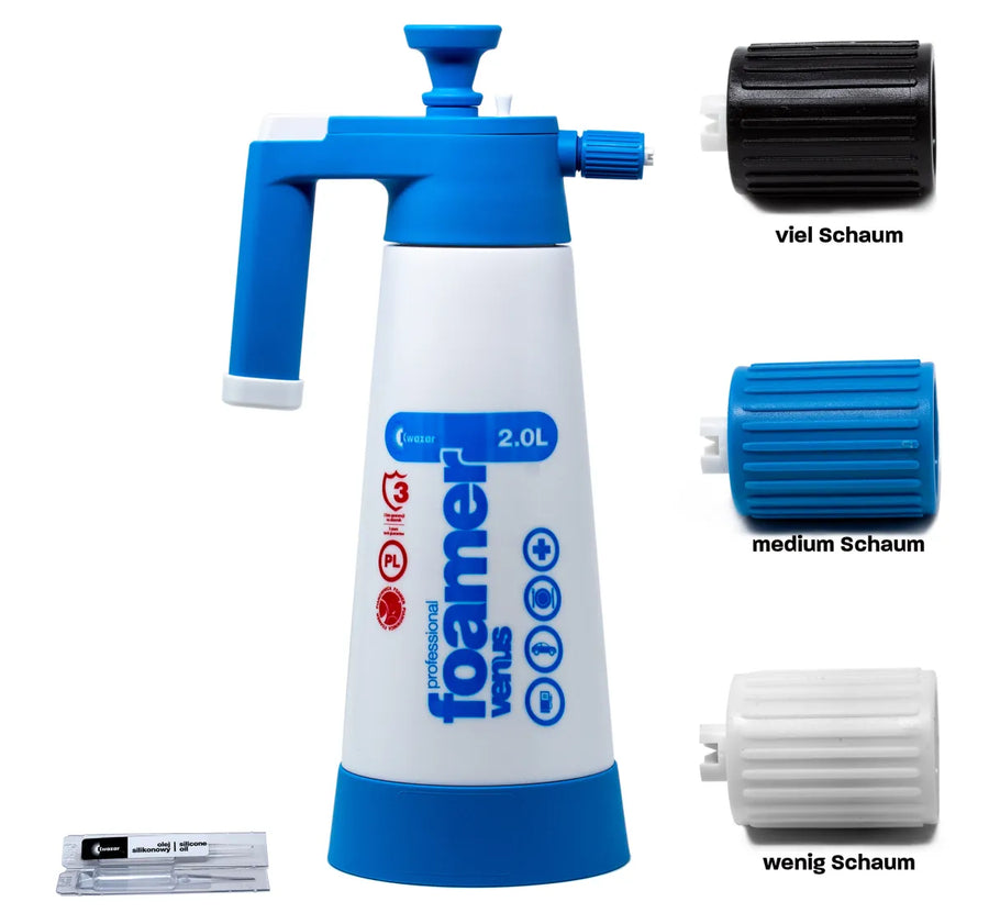 Kwazar Foamer 2L Schaumsprüher Auto Vorwäsche
Kwazar Snow Foam Anwendung Fahrzeug Reinigung
Kwazar Foamer Detail Schaumdüse Einstellung
Kwazar Schaumsprüher Ergebnis dicker Schaum Auto