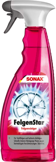 SONAX FelgenStar - Kraftvoller Felgenreiniger zur Reinigung von Stahlfelgen und lackierten Aluminiumfelgen. 750ml Sprühflasche