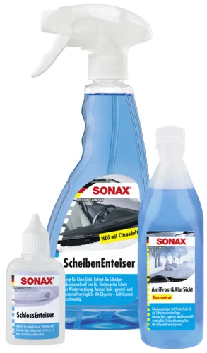 SONAX WinterFitSet dreiteilig - Scheibenenteiser - Schlossenteiser - Klarsicht Konzentrat