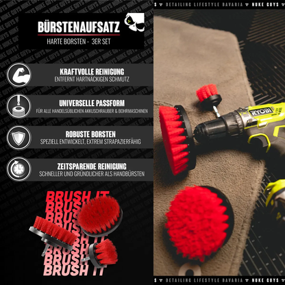 Nuke Guys Bürstenaufsatz 3er Set – Hart (Rot)