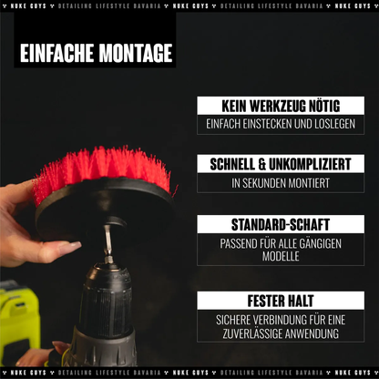 Nuke Guys Bürstenaufsatz 3er Set – Hart (Rot)