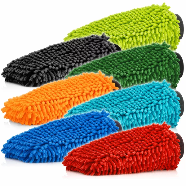 waschhandschuh auto mikrofaser chenille grau weich